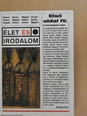 Élet és Irodalom - Első oldal IV.