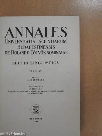 Annales Universitatis Scientiarum Budapestinensis de Rolando Eötvös nominatae XV./1984.