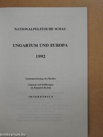 Ungartum Und Europa 1992