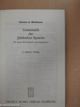 Grammatik der Jiddischen Sprache