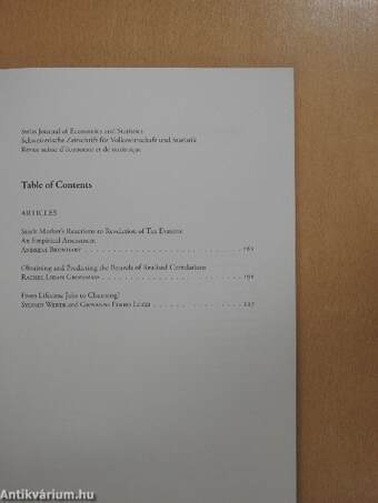 Swiss Journal of Economics and Statistics/Schweizerische Zeitschrift für Volkswirtschaft und Statistik/Revue suisse d' économie et de statistique 3.