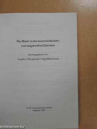 Der Brief in der österreichischen und ungarischen Literatur