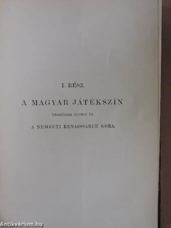 A nemzeti játékszín története I/I.-II. (töredék)