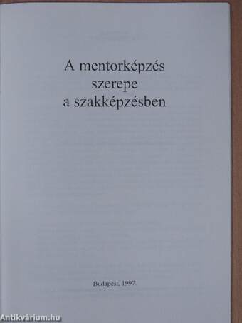 A mentorképzés szerepe a szakképzésben