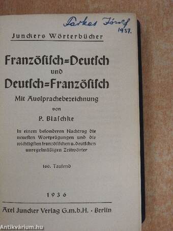 Französisch-Deutsch und Deutsch-Französisch (gótbetűs)