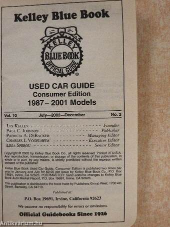 Kelley Blue Book Used Car Guide July-2002-December