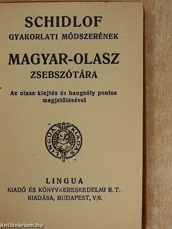 Schidlof gyakorlati módszerének magyar-olasz zsebszótára