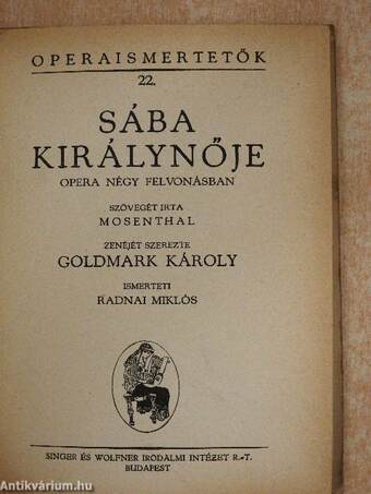 Goldmark: Sába királynője