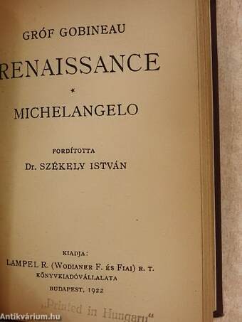 A görög szobrászat/Az antik és a modern művészet/Renaissance-Michelangelo