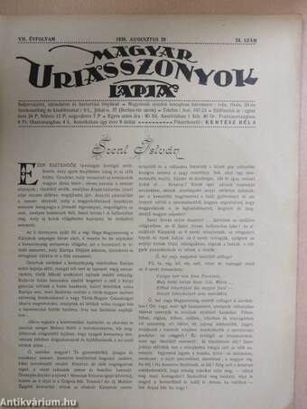 Magyar Uriasszonyok Lapja 1930. augusztus 20.