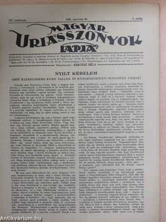 Magyar Uriasszonyok Lapja 1930. március 20.