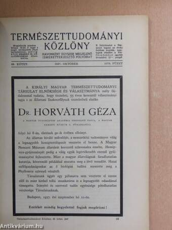 Természettudományi Közlöny 1937. október