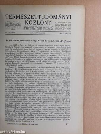 Természettudományi Közlöny 1937. november