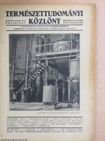 Természettudományi Közlöny 1937. április