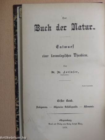 Das Buch der Natur I-VII. (gótbetűs)