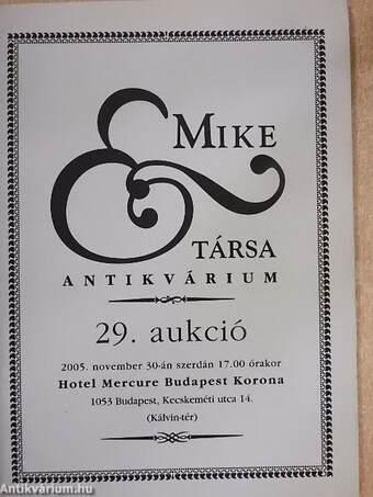 Mike és Társa Antikvárium 29. Aukció