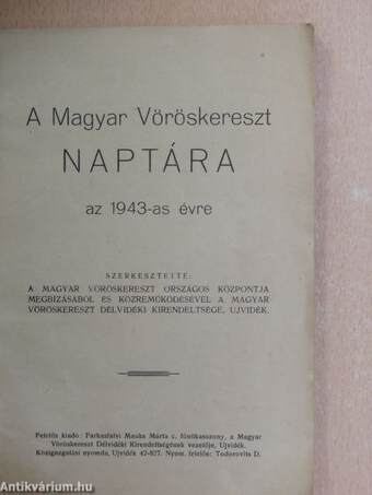 A Magyar Vöröskereszt naptára az 1943-as évre