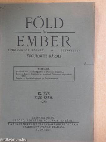 Föld és Ember 1929/1.