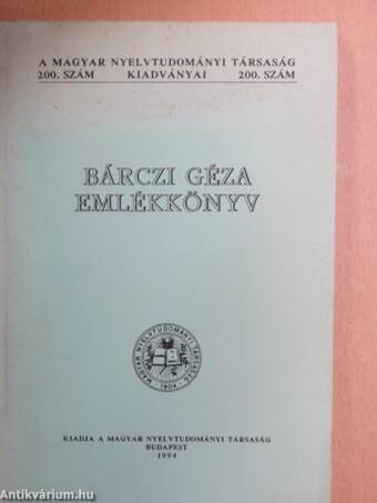 Bárczi Géza emlékkönyv