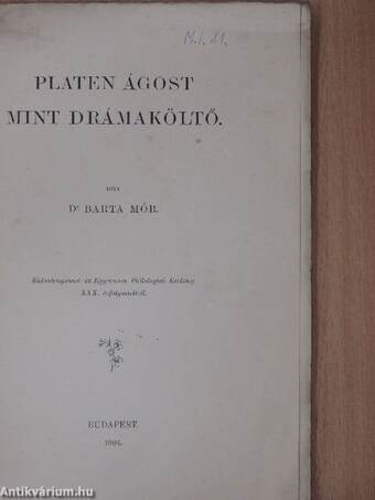 Platen Ágost mint drámaköltő