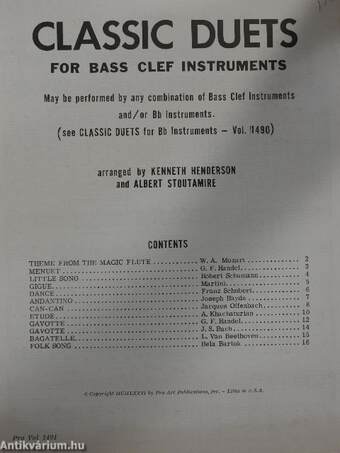 Classic Duets for Bass Clef Instruments