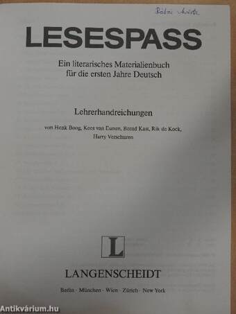 Lesespass - Lehrerhandreichungen