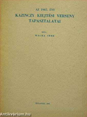 Az 1967. évi Kazinczy kiejtési verseny tapasztalatai