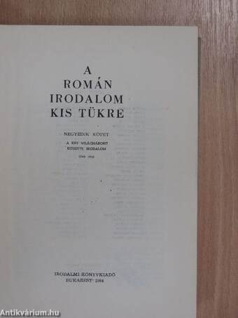 A román irodalom kis tükre IV/1