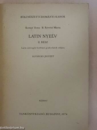 Latin nyelv II.