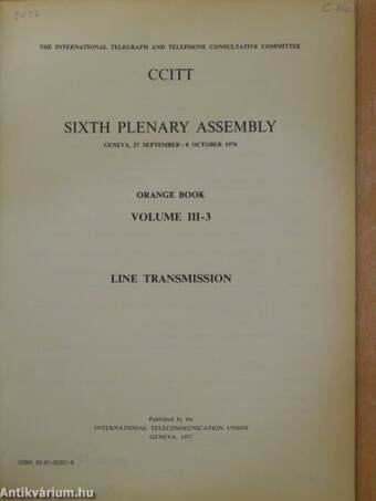 CCITT Sixth Plenary Assembly Orange Book III-1-3