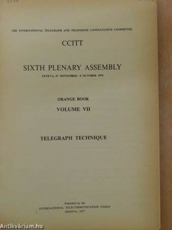 CCITT Sixth Plenary Assembly Orange Book VII