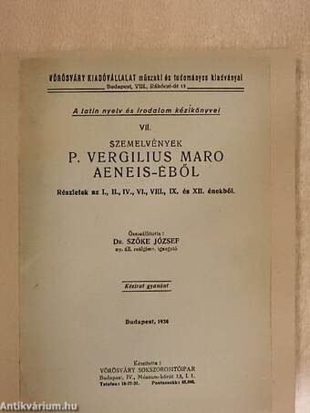Szemelvények P. Vergilius Maro Aeneis-éből