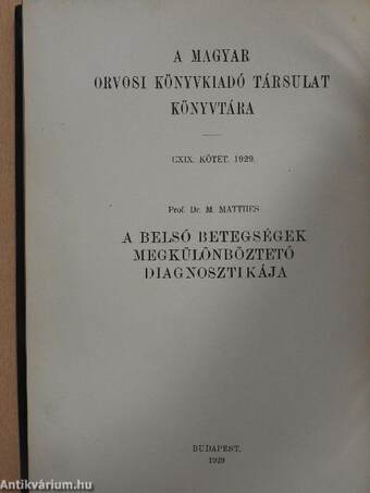 A belső betegségek megkülönböztető diagnosztikája