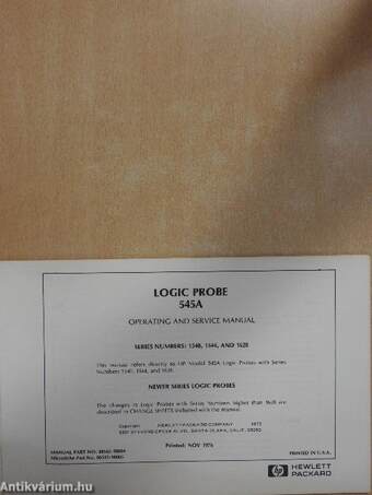 Logic Probe 545A Operating and Service Manual