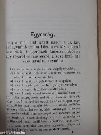 1851-diki november 16-kán kelt császári rendelet/A kereskedelmi, ipar- és középitészeti ministeriumnak 1854. septemb. 14 kén kelt rendelete/Egyesség