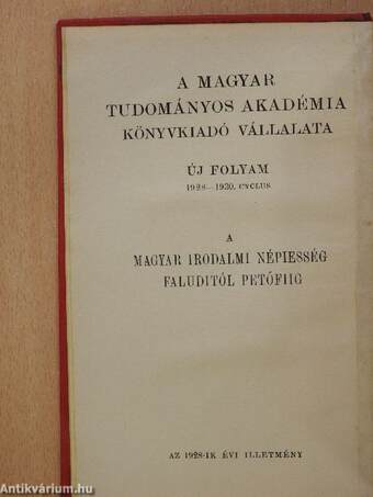 A magyar irodalmi népiesség Faluditól Petőfiig