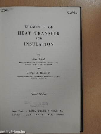Elements of heat transfer and insulation