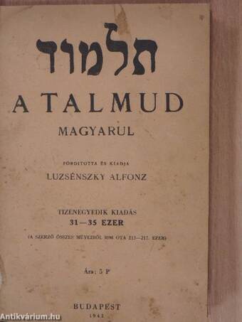 A Talmud magyarul (Tiltólistás kötet)