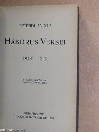 Peterdi Andor háborus versei (1914-1916)