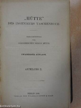 "Hütte" Des Ingenieurs Taschenbuch II. (töredék)