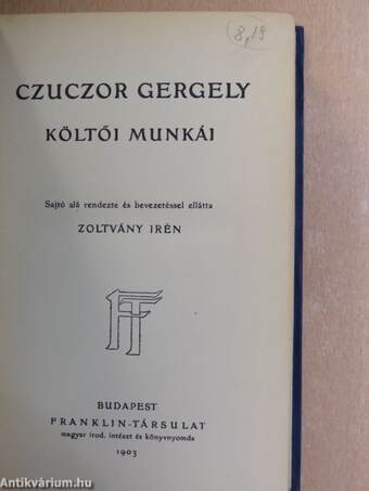 Czuczor Gergely költői munkái