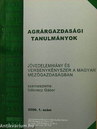Agrárgazdasági tanulmányok 2001/1.