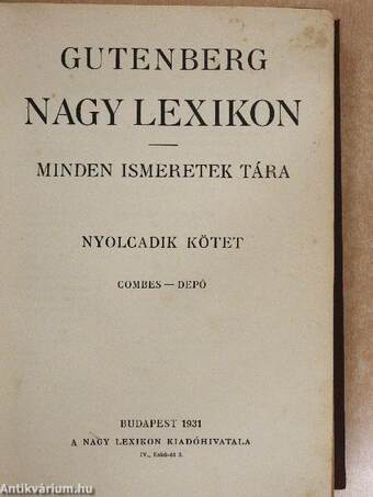 Gutenberg Nagy Lexikon VIII. (töredék)