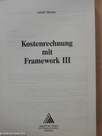 Kostenrechnung mit Framework III.