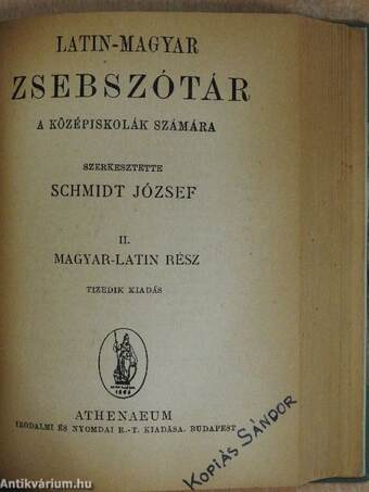 Latin-magyar zsebszótár I-II.