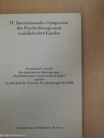 IV. Internationales Symposion der Psychotherapeuten sozialistischer Länder