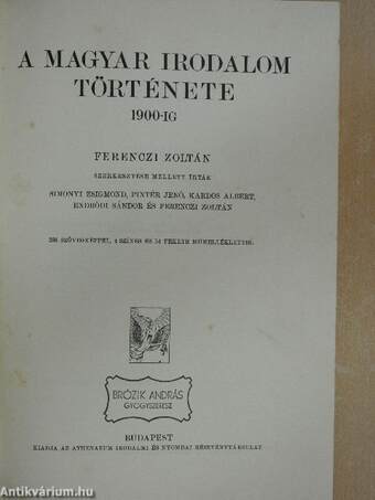 A magyar irodalom története 1900-ig