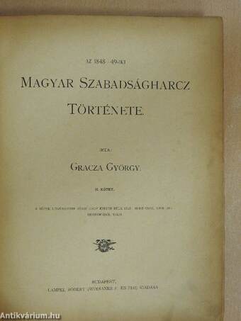 Az 1848-49-iki magyar szabadságharcz története II. (töredék)