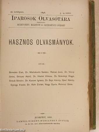 Iparosok olvasótára 1896/1-10.