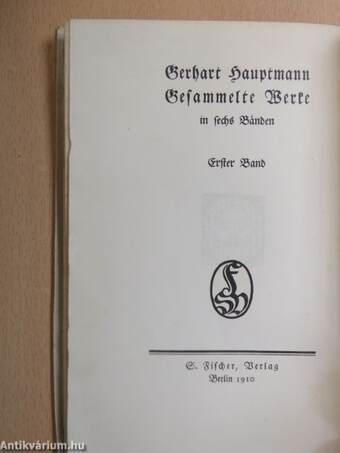 Gerhart Hauptmann Gesammelte Werke I-VI. (góbetűs)